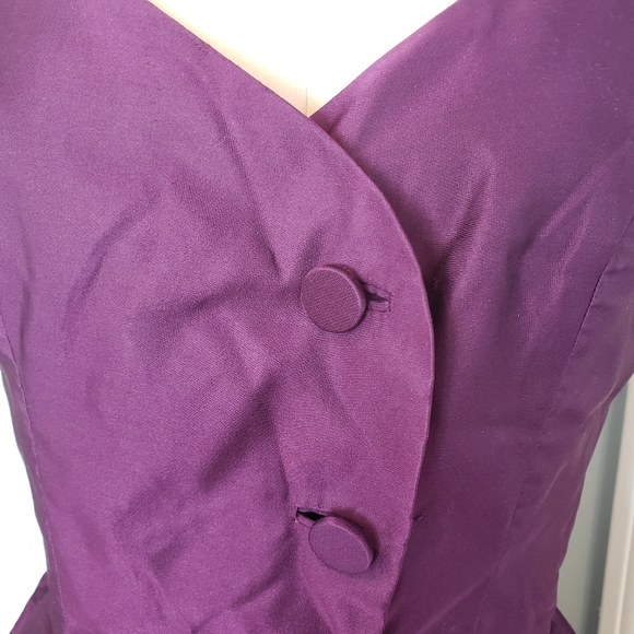 Vintage 1950's Silk Custom Dress, M - Picture 3 of 16